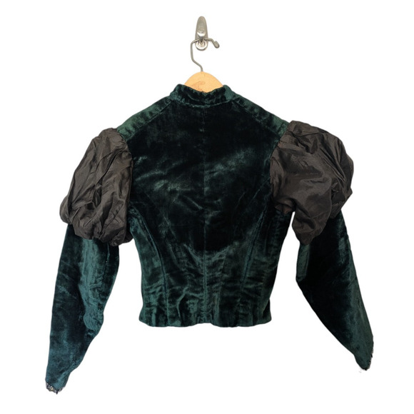 Antique Victorian 1890 Jacket Bodice Leg of Mutton Sleeve Velvet Double Breasted - Picture 2 of 16